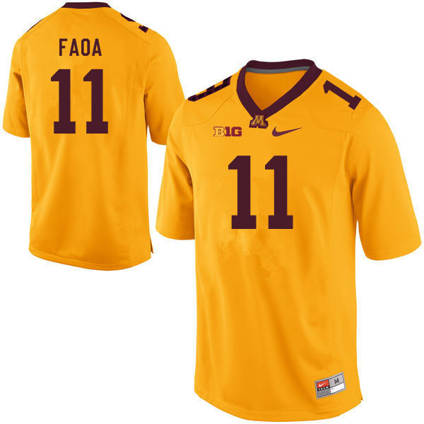 Men #11 Lonenoa Faoa Minnesota Golden Gophers College Football Jerseys Sale-Gold - Click Image to Close